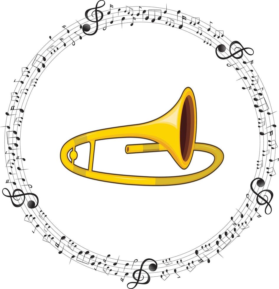 A sousaphone with musical notes on white background vector