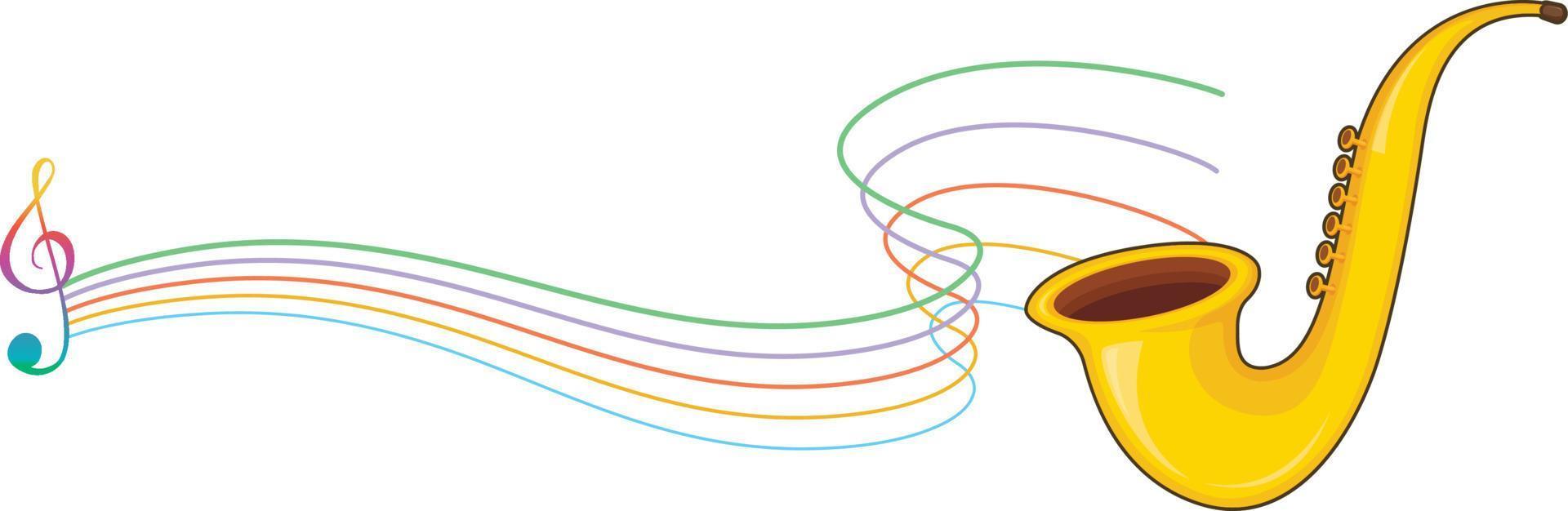 un saxofón con notas musicales sobre fondo blanco vector