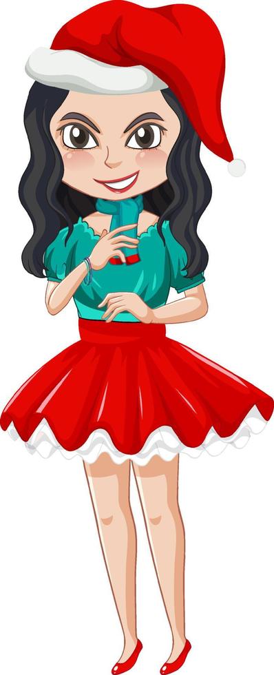 hermosa chica en traje de navidad personaje de dibujos animados vector