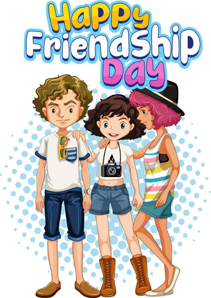 Happy Friendship Day with teenagers group vector