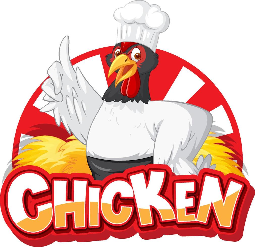 Chicken chef cartoon character logo vector