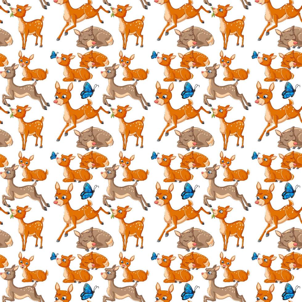 Funny deer on white background seamless vector