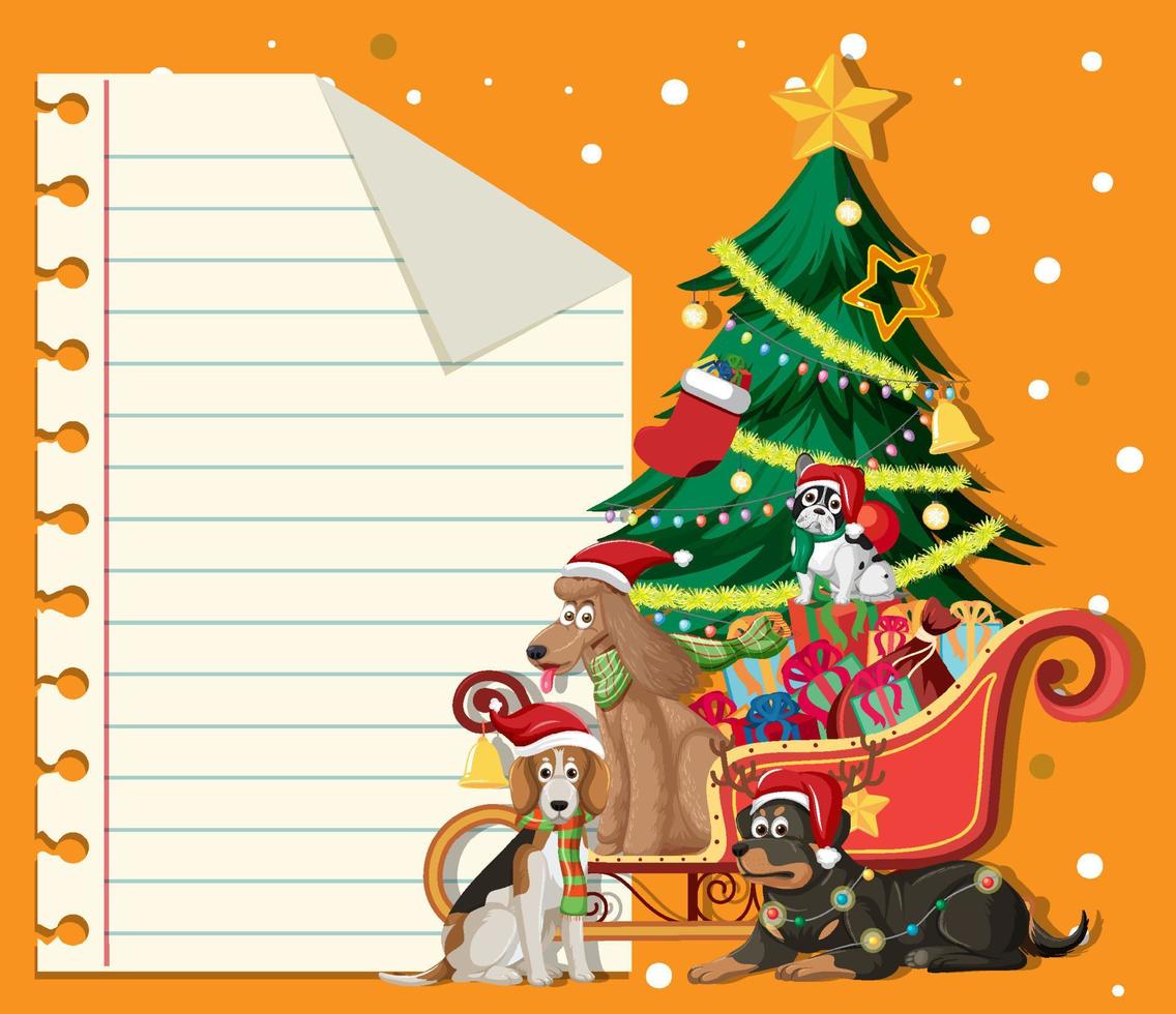 Empty paper in Christmas theme with animals on sledge vector