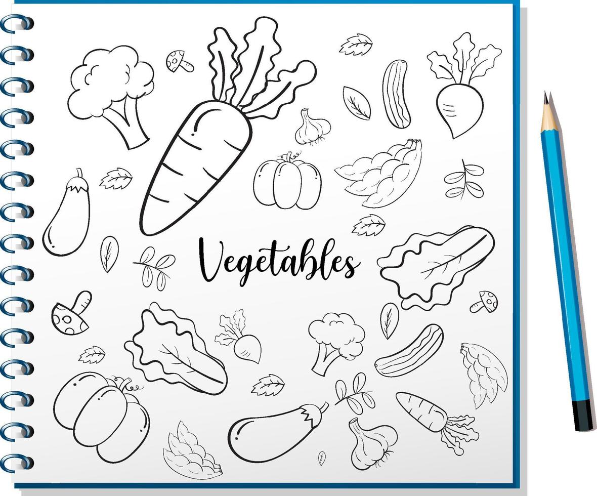 Hand drawn doodle icons on notebook vector