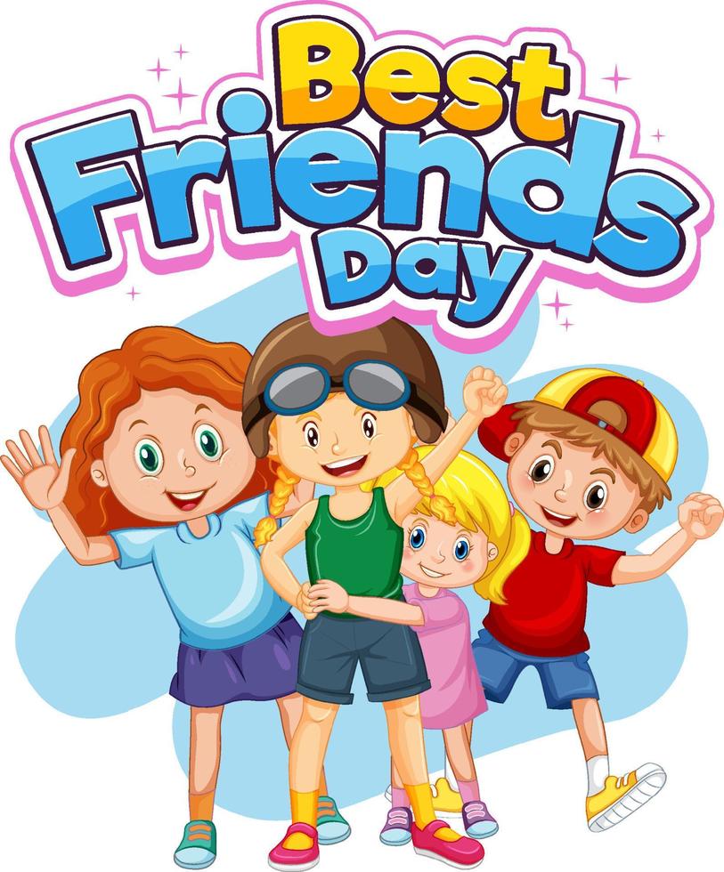 banner del logo del día de los mejores amigos con niños en estilo de dibujos  animados 6094702 Vector en Vecteezy