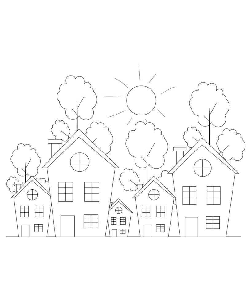 House Coloring page design. coloring page design for kids. simple coloring page design vector