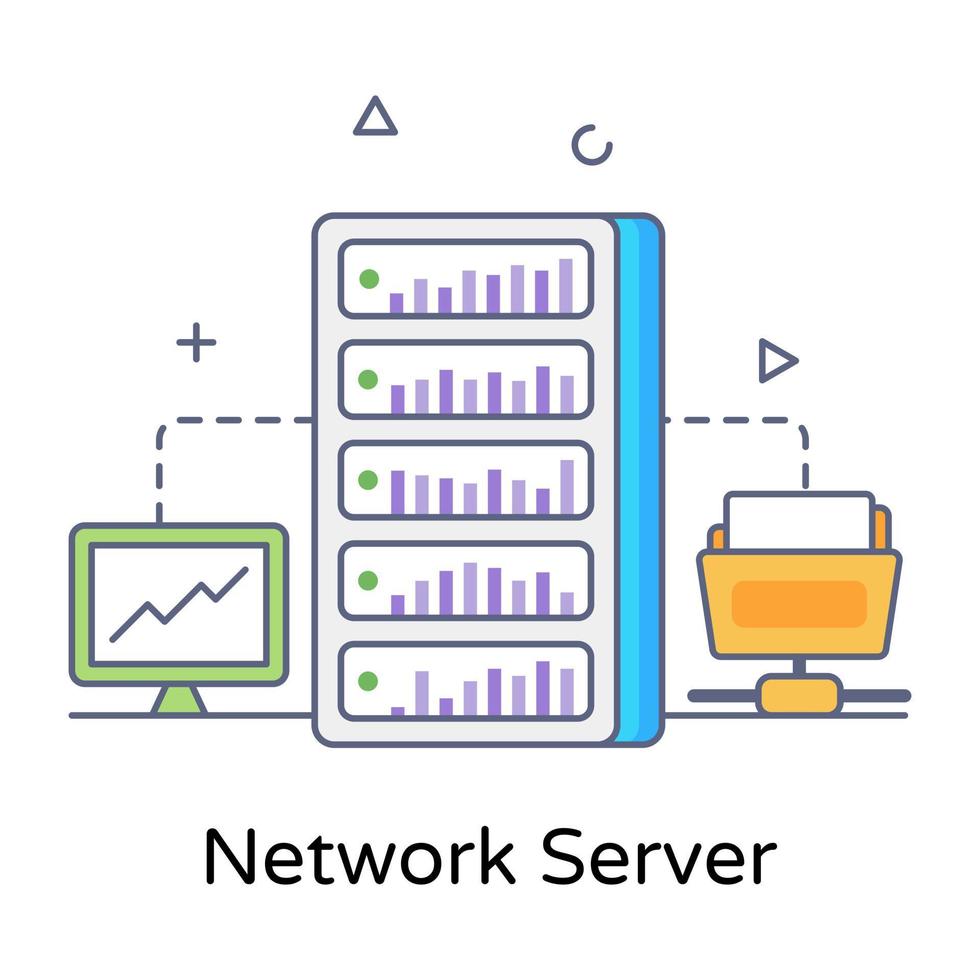 icono de contorno plano del servidor de red, vector editable