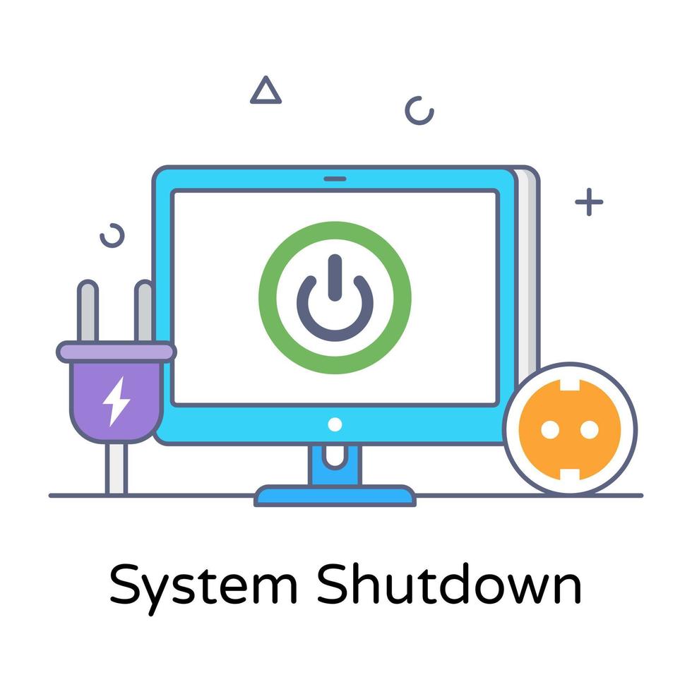 System shutdown flat conceptual icon vector