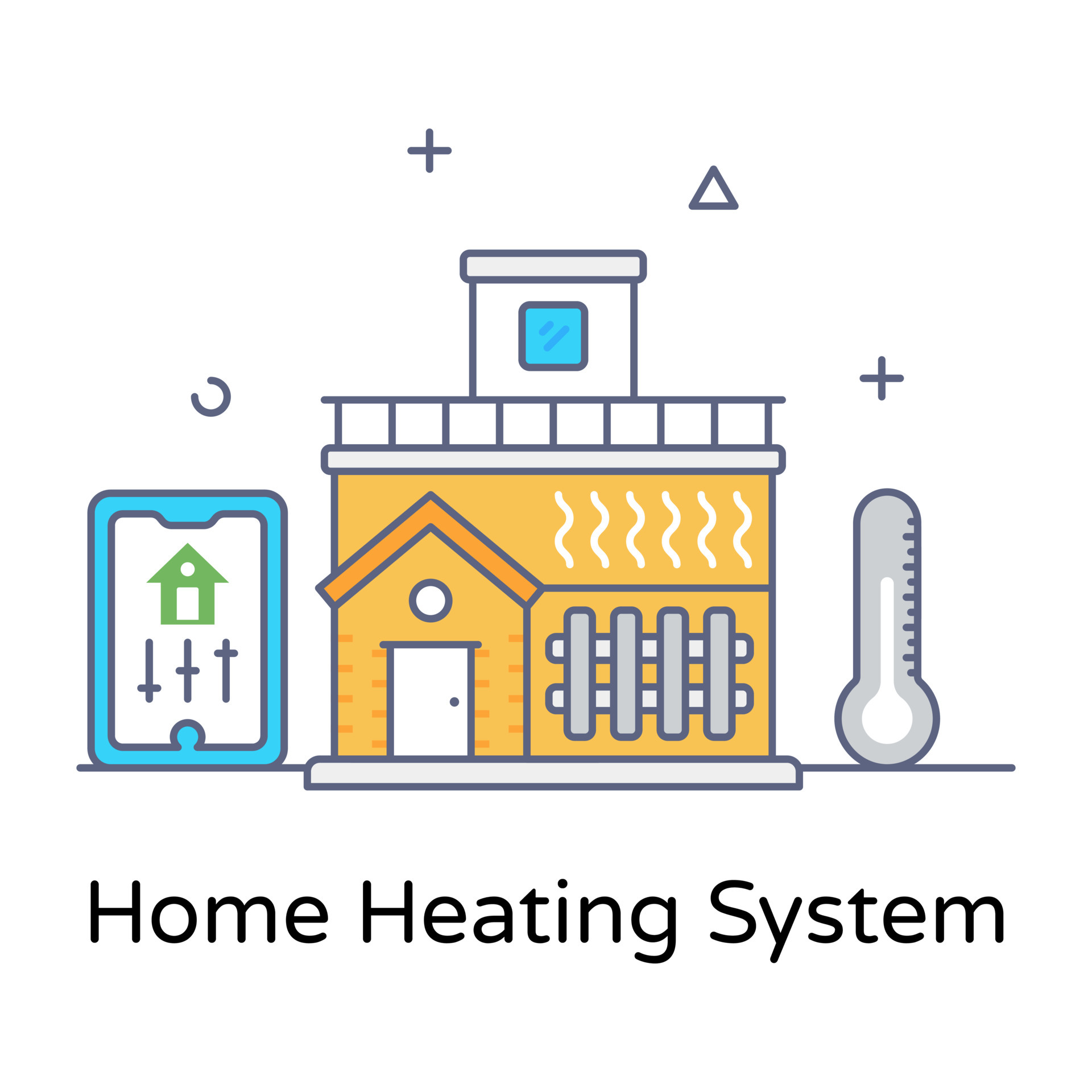 Home heating system in flat style conceptual icon 6094772 Vector Art at
