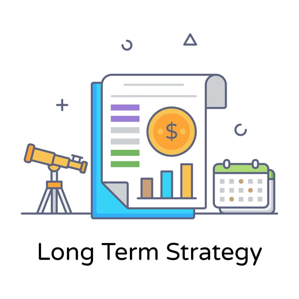Long term strategy icon, flat outline design vector