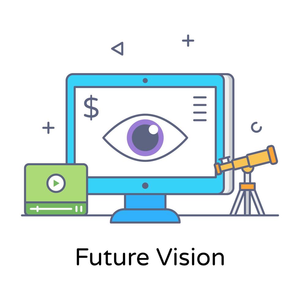 A flat line conceptual icon of future vision vector