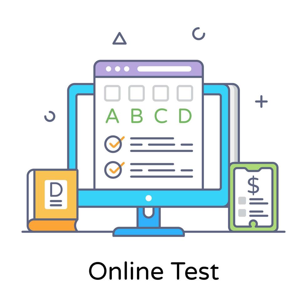 Trendy flat line concept icon of online test vector