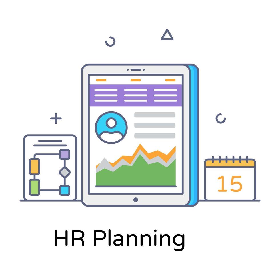 Hr planning concept vector, flat outline style vector