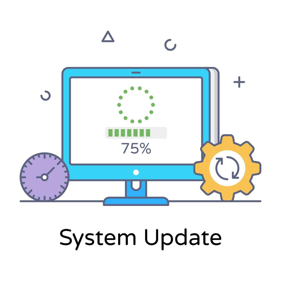 System update flat outline icon, editable vector