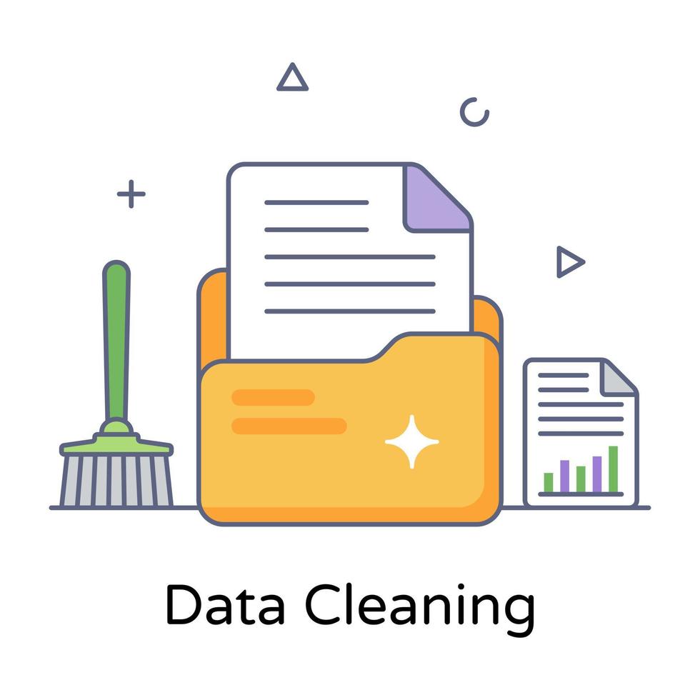 Data cleaning in flat outline icon, editable vector