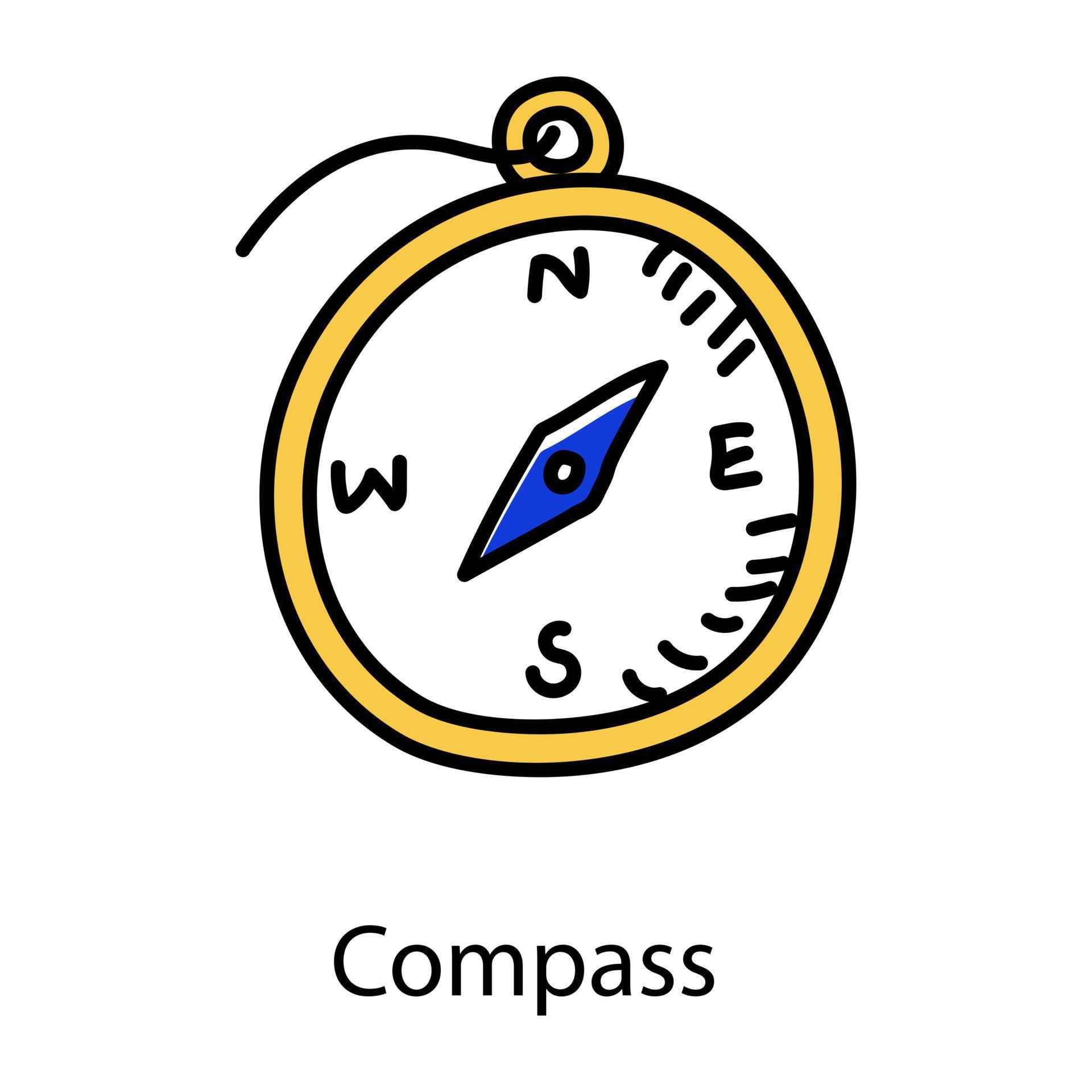 Direction finder doodle icon of compass 6094910 Vector Art at Vecteezy