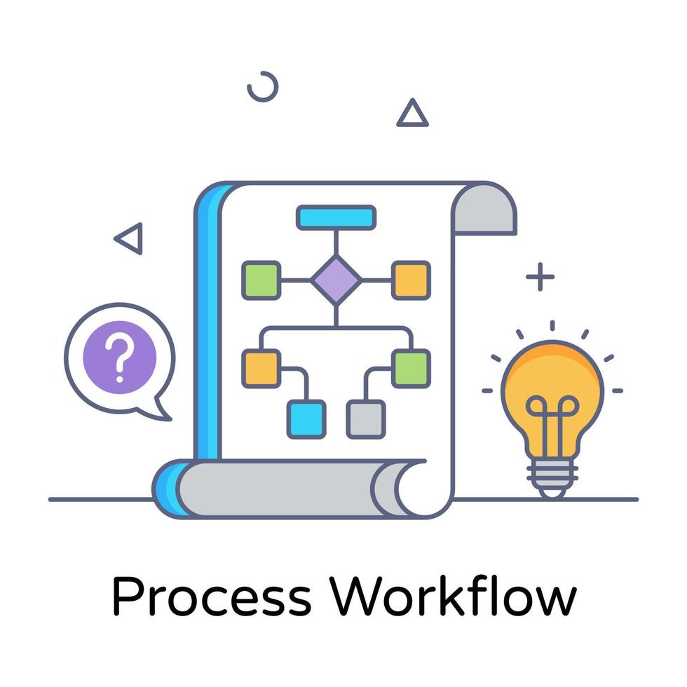 Process workflow in flat concept icon, editable vector