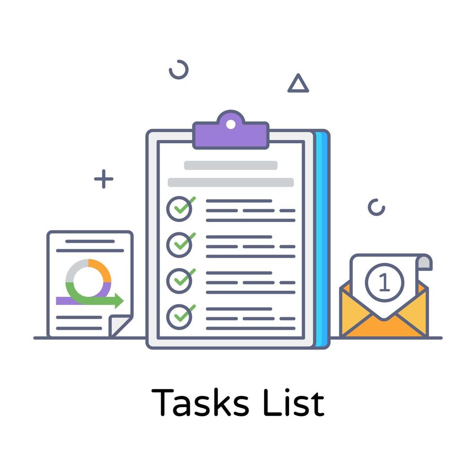 A business tasks list flat outline concept icon vector