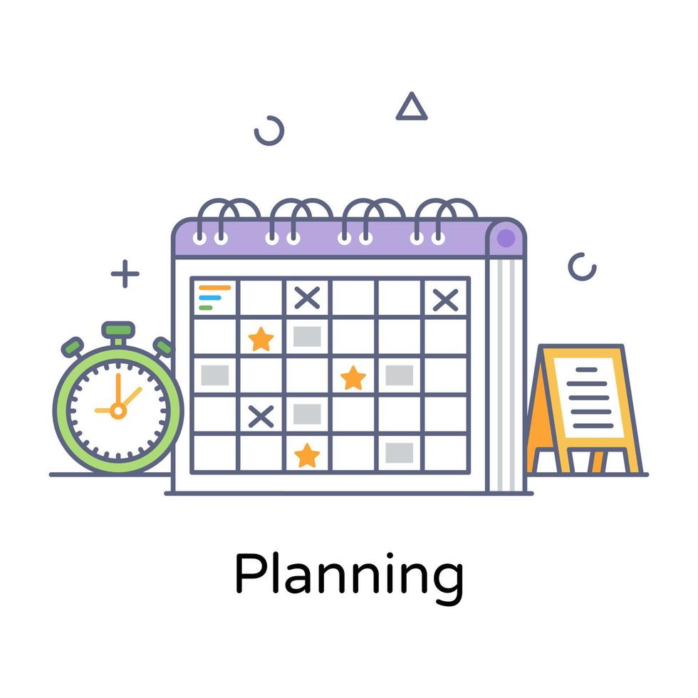 Trendy design of planning icon, calendar with clock vector