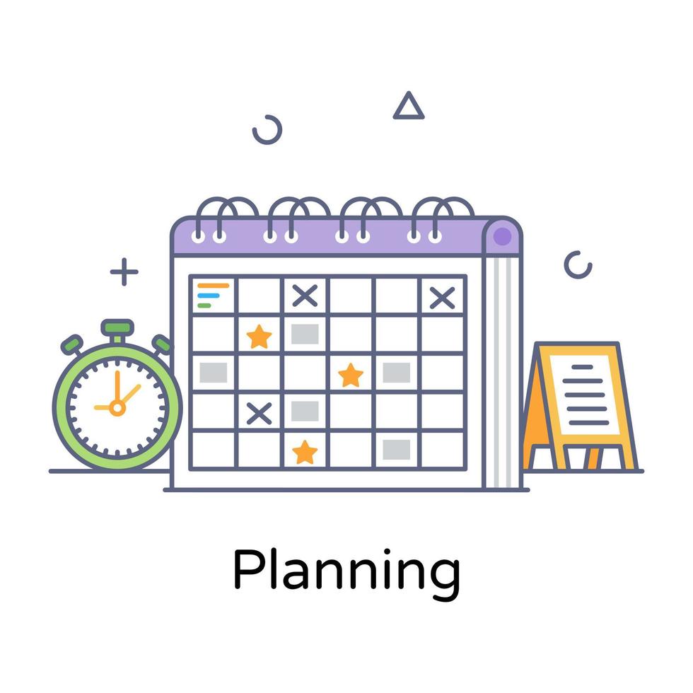 Trendy design of planning icon, calendar with clock vector