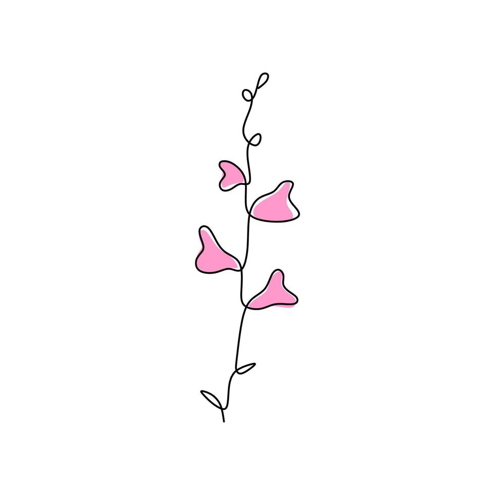 One continuous single line of Snapdragon spring flower with pink color vector