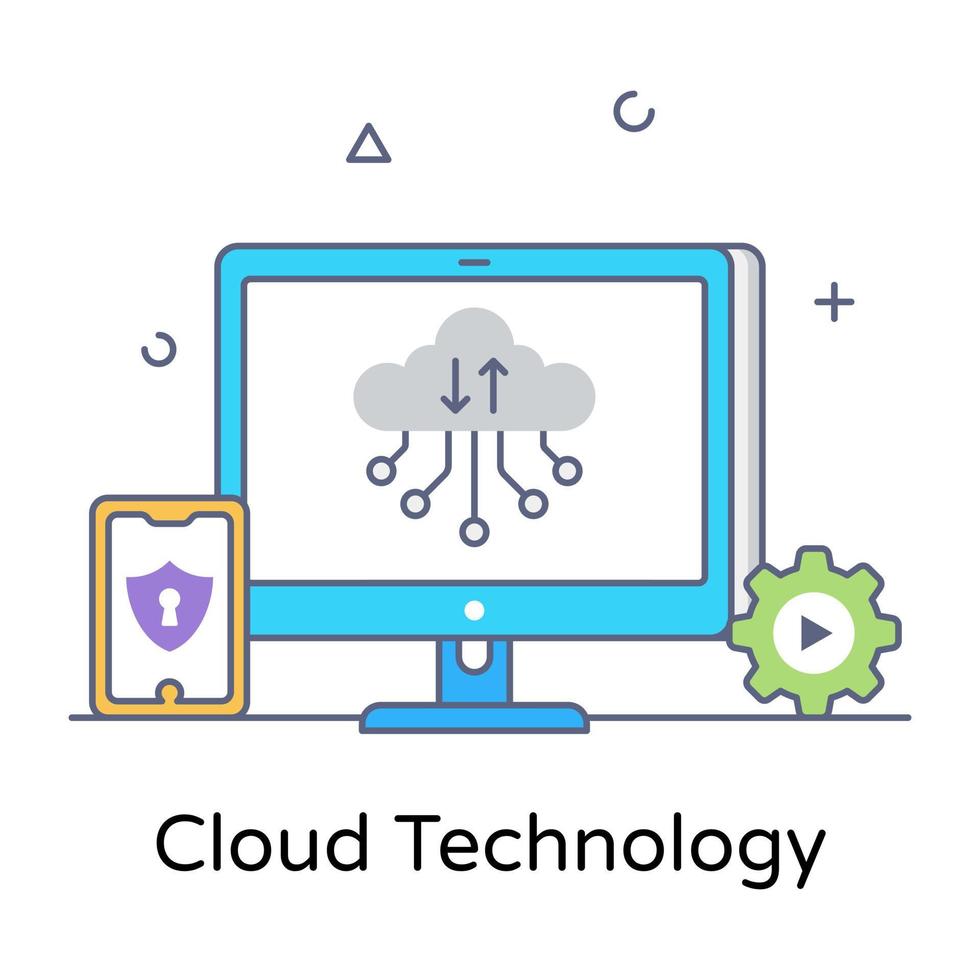 Cloud technology in flat conceptual icon vector