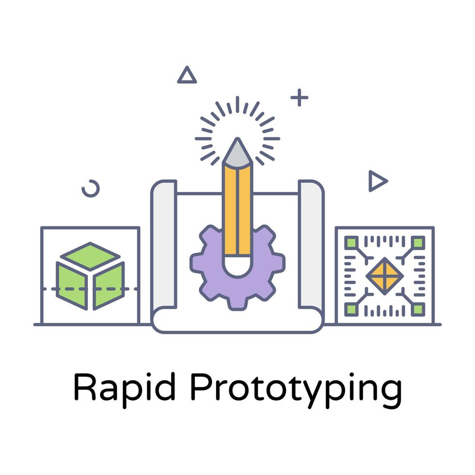 Rapid prototyping flat outline icon, editable vector