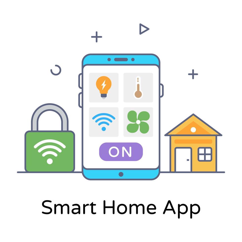 Home with mobile denoting flat conceptual icon of smart home app vector