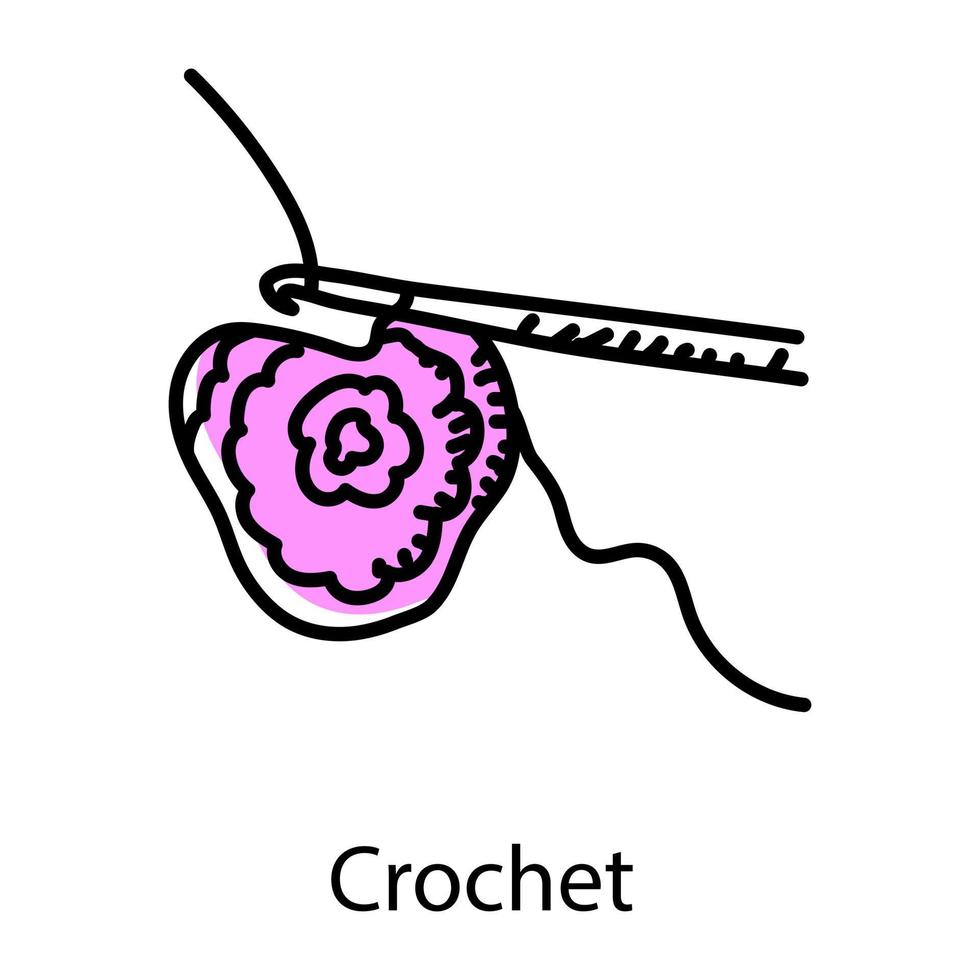 Crochet hand drawn icon, editable vector