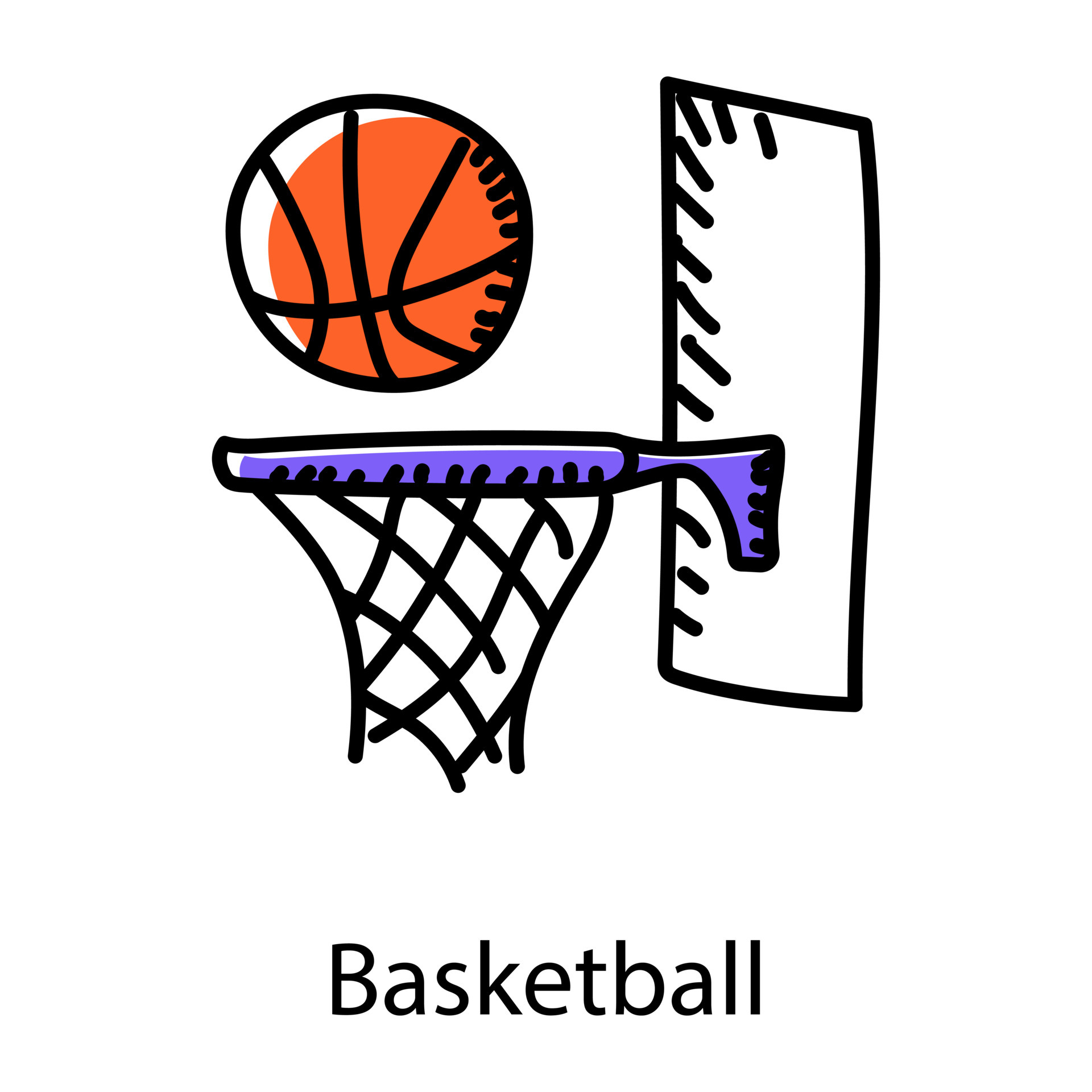 Basketball doodle style icon, editable vector 6095063 Vector Art at