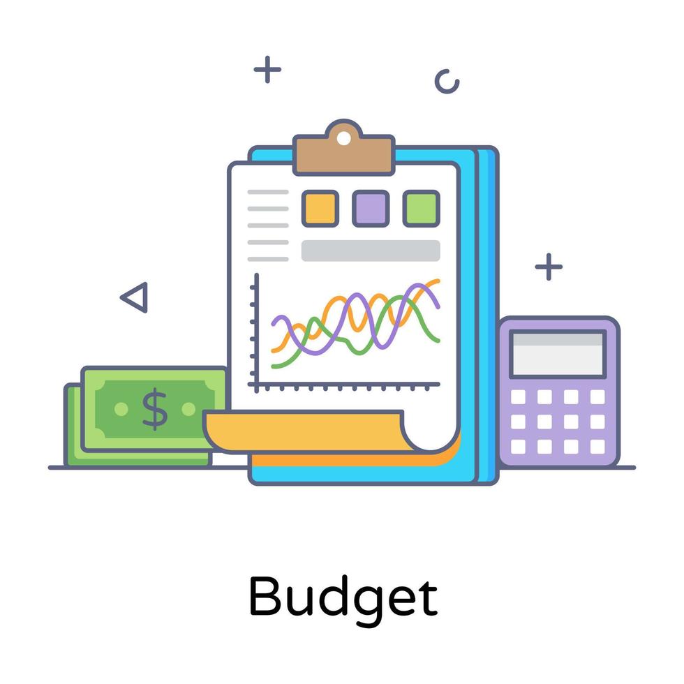 Business document with number cruncher, budget accounting icon vector