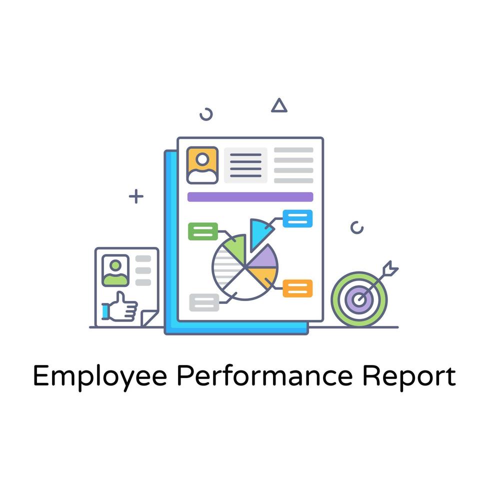An employee performance report flat outline vector