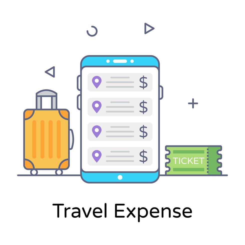 Flat outline icon of travel expense, premium download vector