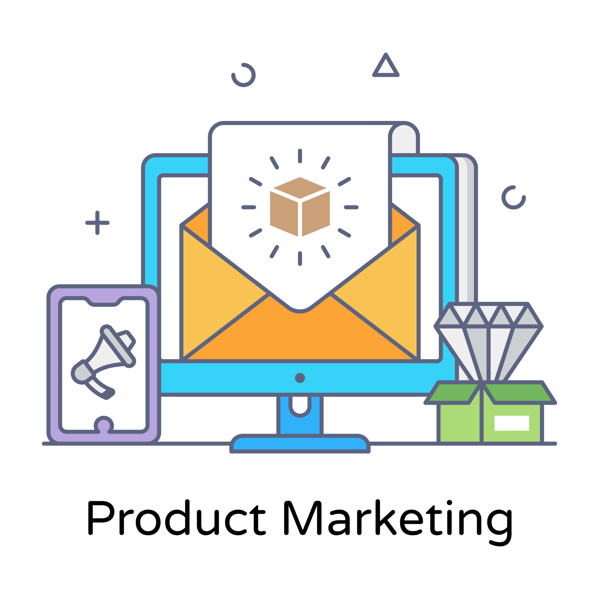 Editable flat outline design of product marketing icon 6095114 Vector