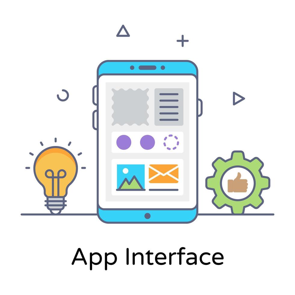 Conceptua flat outline design icon of app interface vector