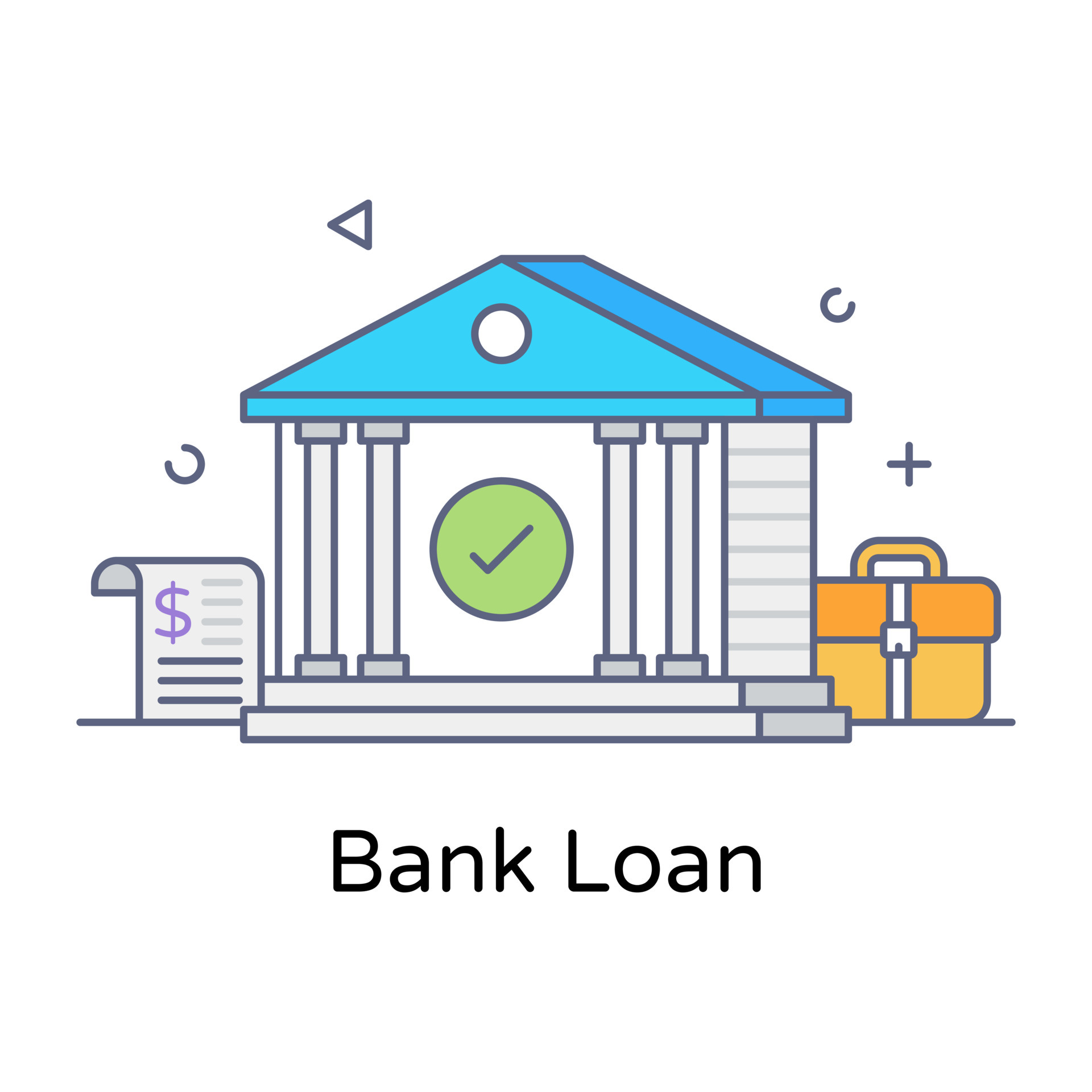 A bank loan flat outline vector 6095126 Vector Art at Vecteezy