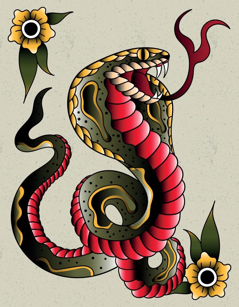 tatuaje de cobra de la vieja escuela vector