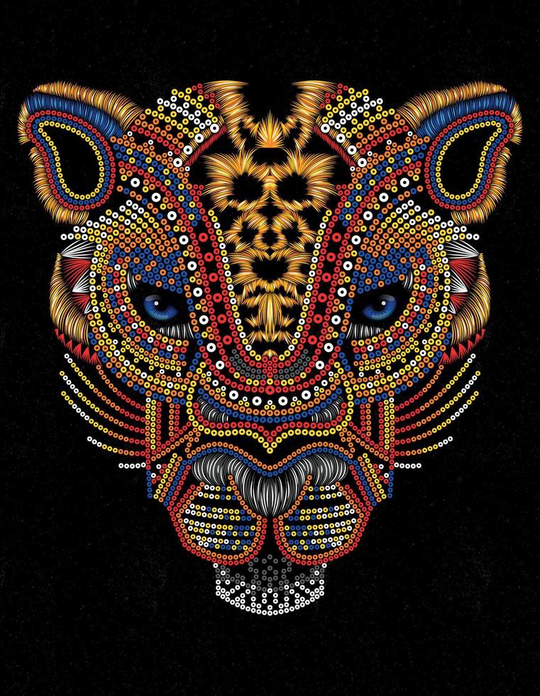 aztec jaguar art huichol vector