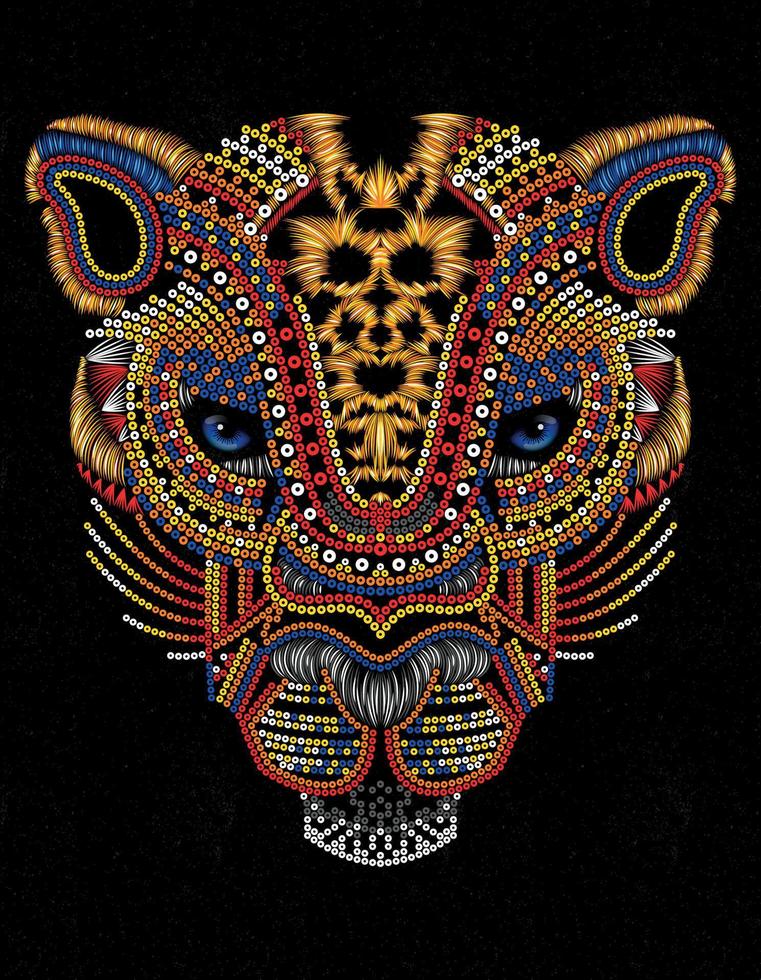 azteca jaguar arte huichol vector