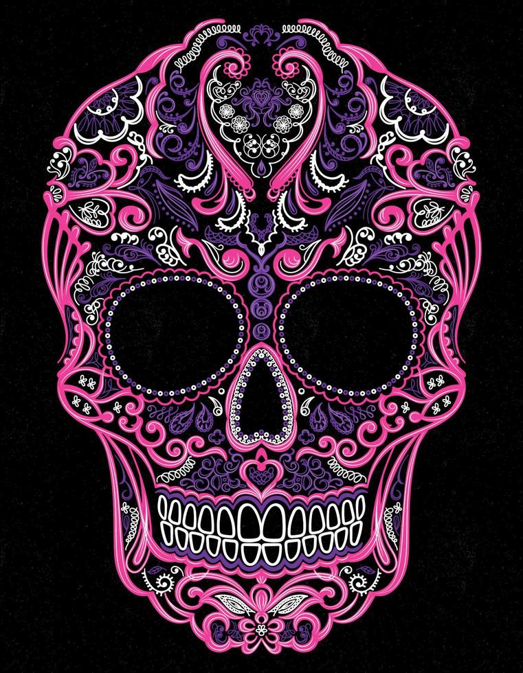 mexican skull pink art vector