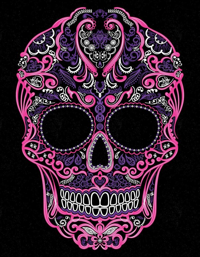 mexican skull pink art vector