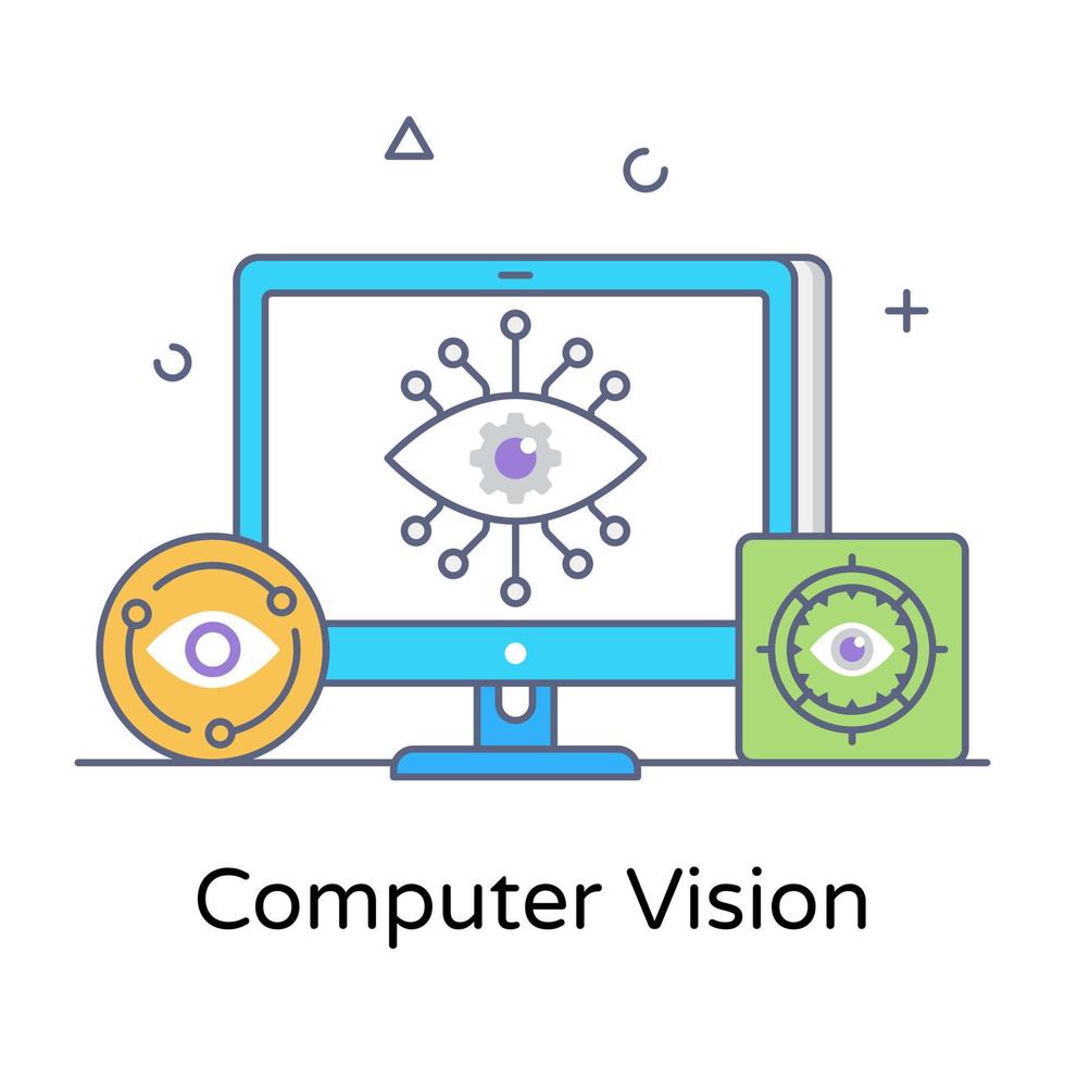 Computer vision flat outline editable icon vector