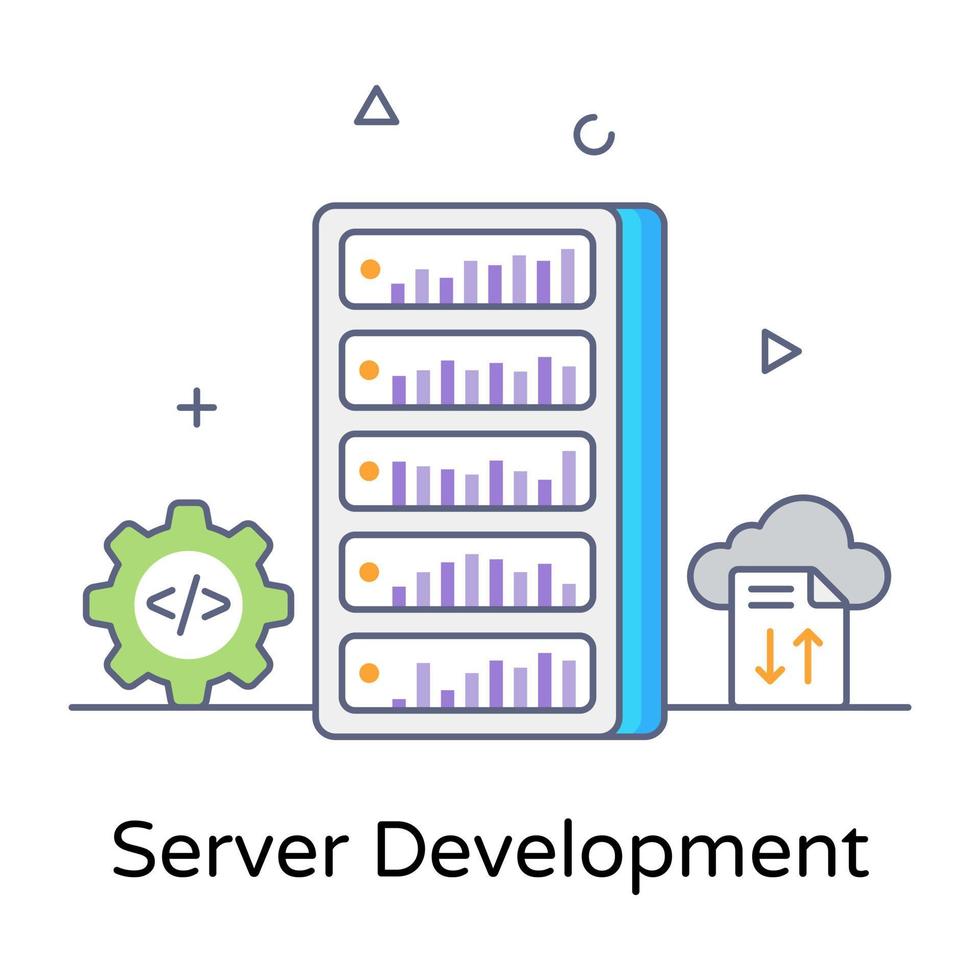 Server development in flat style conceptual icon vector