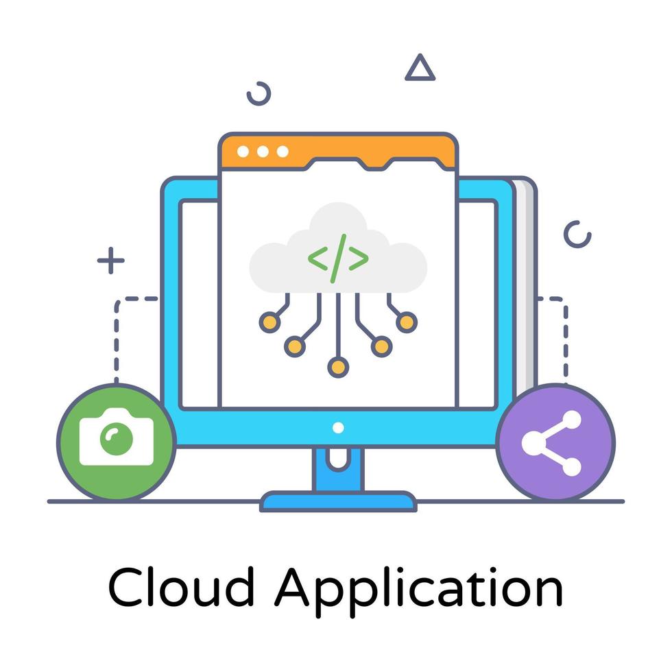Cloud application in flat conceptual icon vector