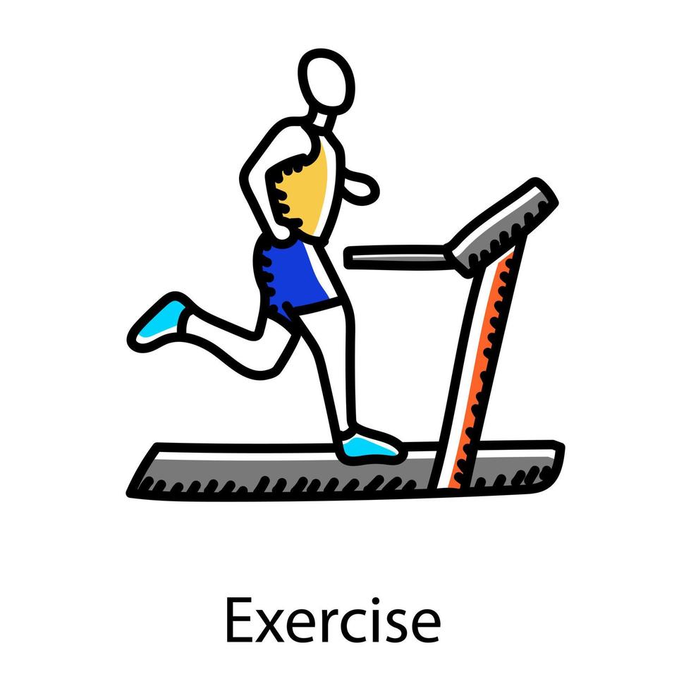 Hand drawn icon of treadmill, editable vector