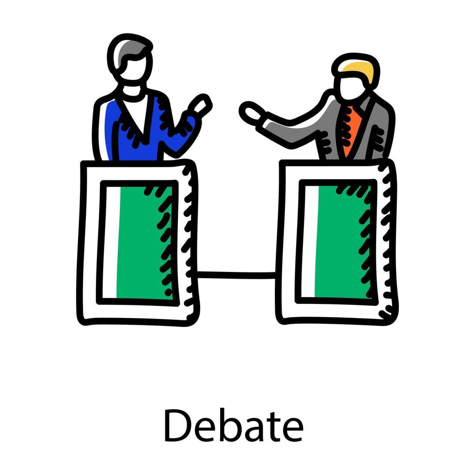 Debate doodle style icon, editable vector