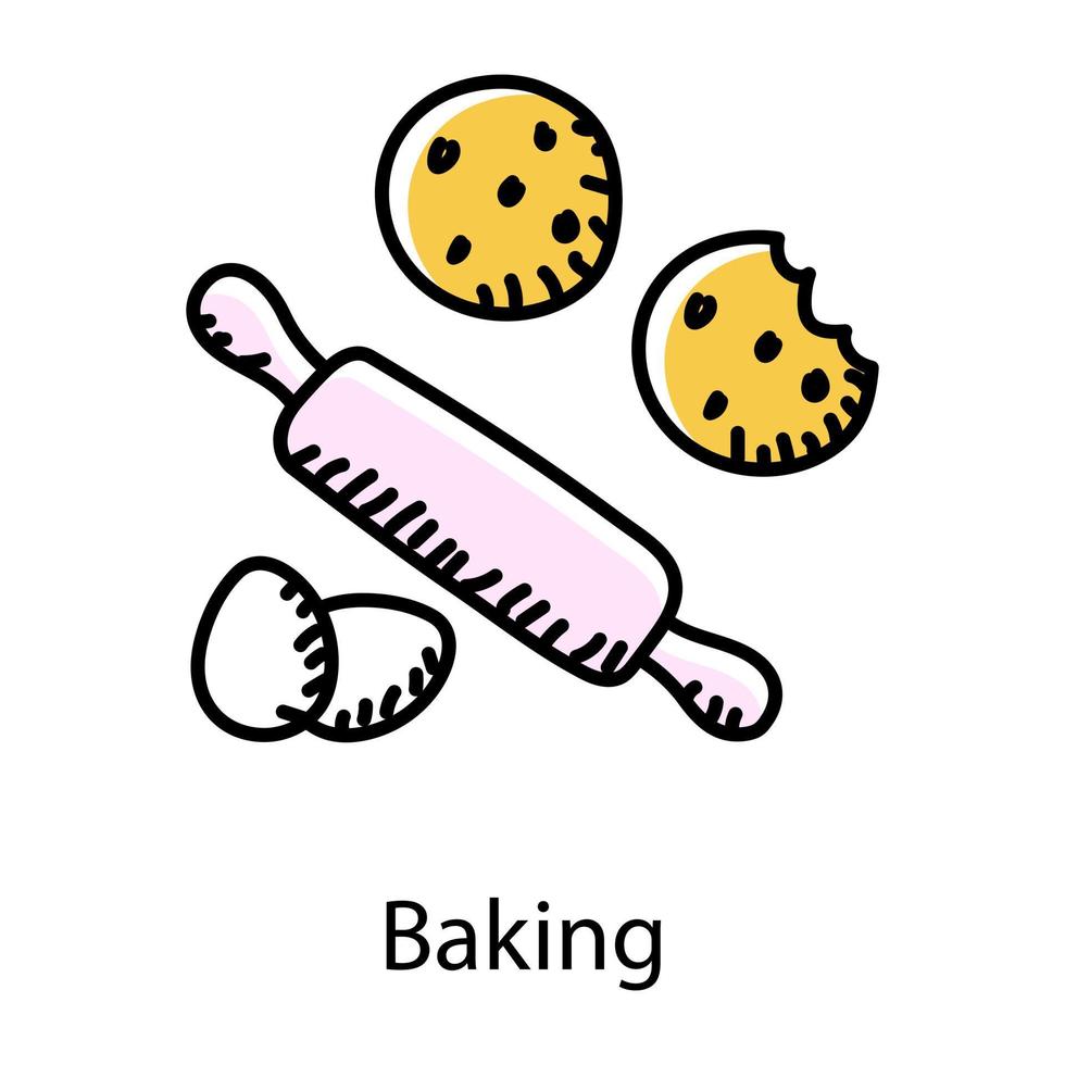 Baking in doodle style editable icon vector