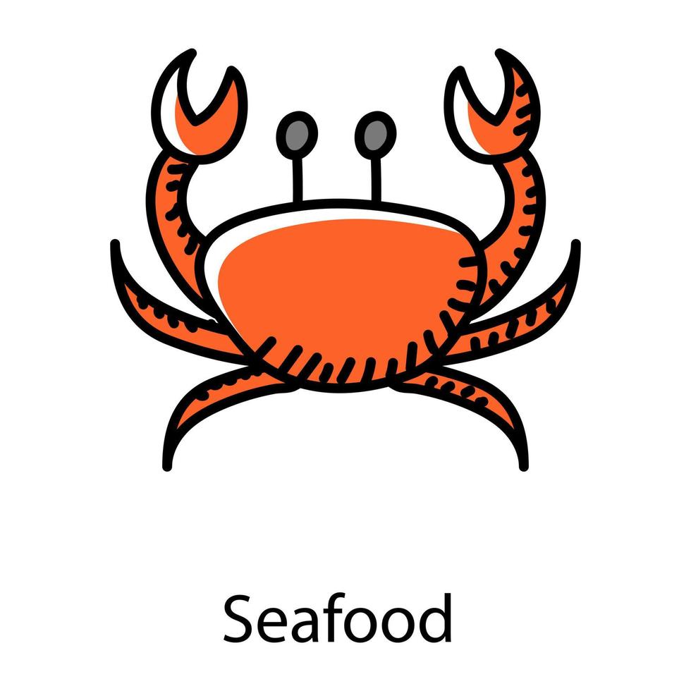 Seafood hand drawn icon, crustacea vector