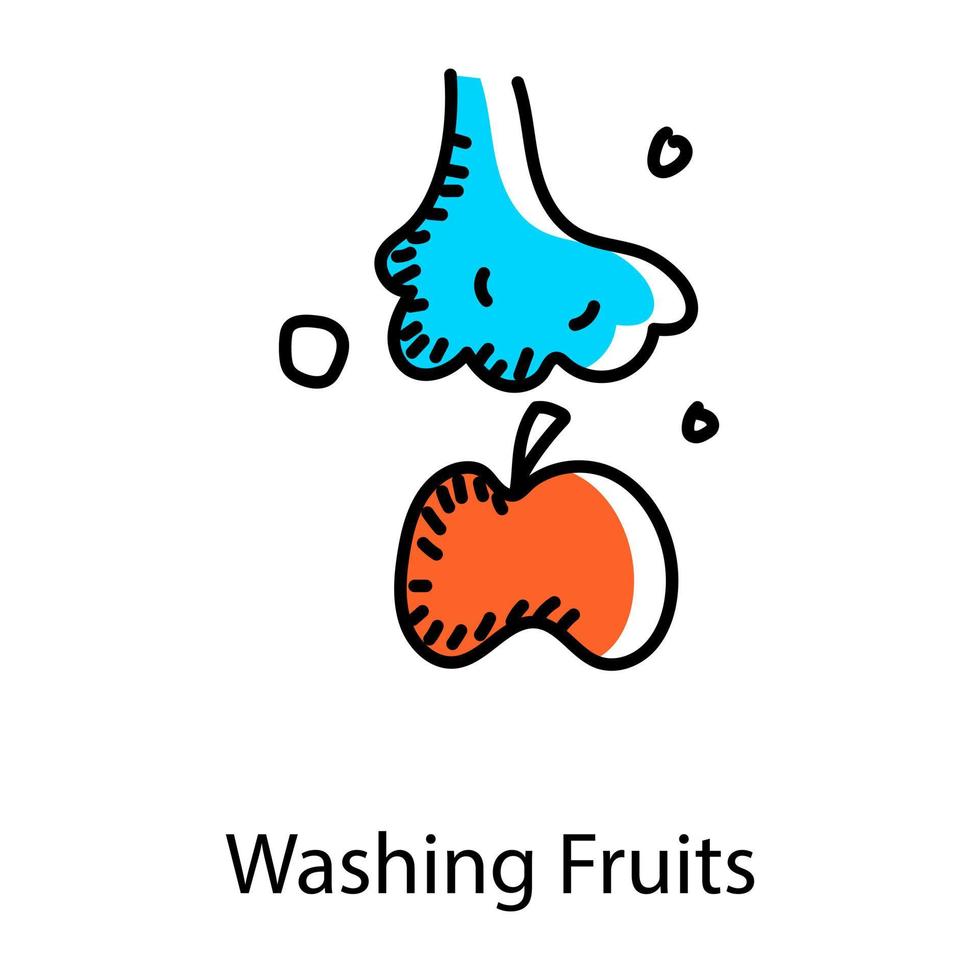 lavado de frutas icono dibujado a mano, vector editable