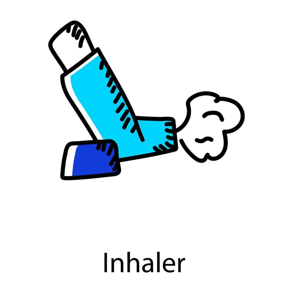 Hand drawn icon of inhaler, medical equipment vector